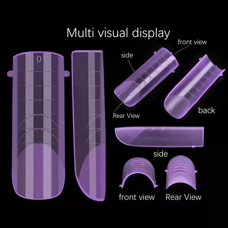 Ensemble de formes d'ongles colorées, 140 pièces/boîte, formes complètes d'ongles, moules supérieurs pour ongles, formes d'extension de Gel, outils de faux moule de construction