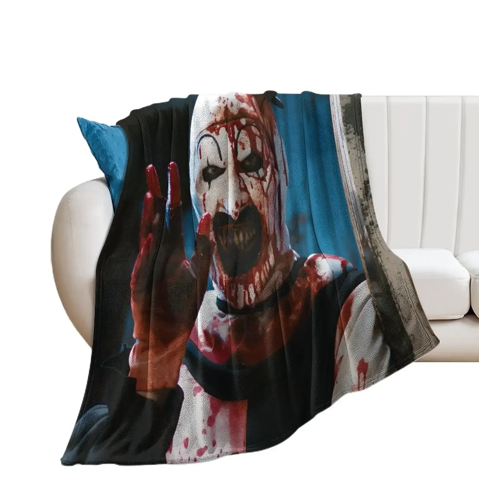 Upscaled Art The Clown - Terrifier Throw Blanket wednesday Sofas sofa bed Hairys Blankets