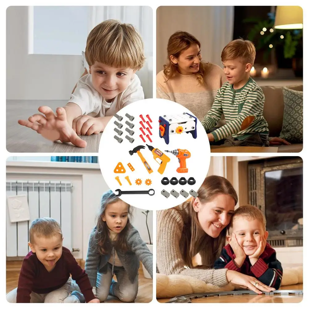 แกล้งชุดเครื่องมือของเล่นพื้นฐานและทักษะชีวิตเด็กเล่นซ่อมกล่องเครื่องมือปริศนาชุดการศึกษาของเล่นเด็กเด็กผู้หญิงเด็ก