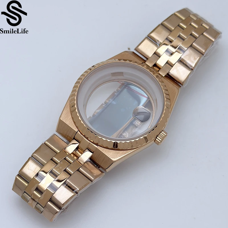 SmileLife 39.5 مللي متر RoseGold Land-Dweller ساعة مع حزام الياقوت الزجاج 33.8 مللي متر الطلب صالح NH35 ساعة يد تعمل بالحركة اكسسوارات