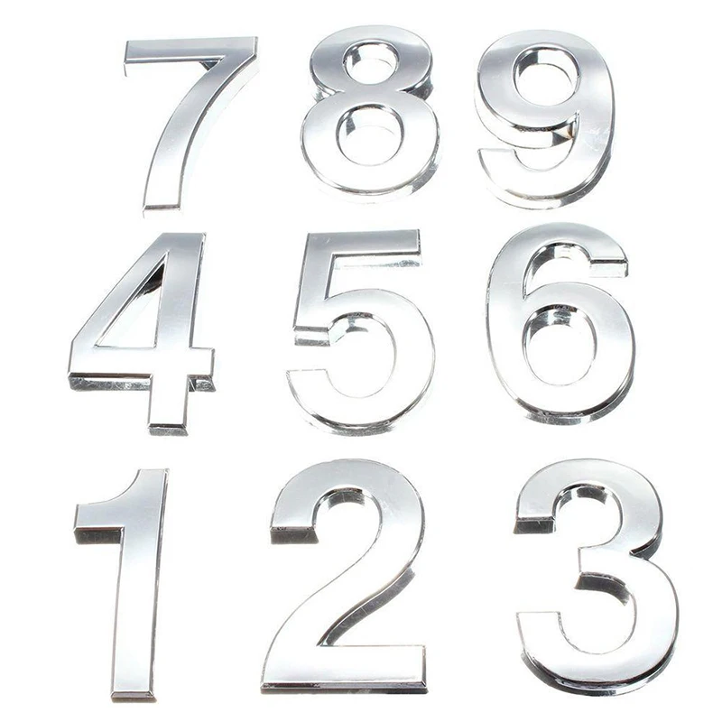 New 3D Numeral Door Plaque House Drawer Sign Plating Gate Digits 0 To 9 Plastic Number Tag Hotel Home Sticker Door Label Numbers