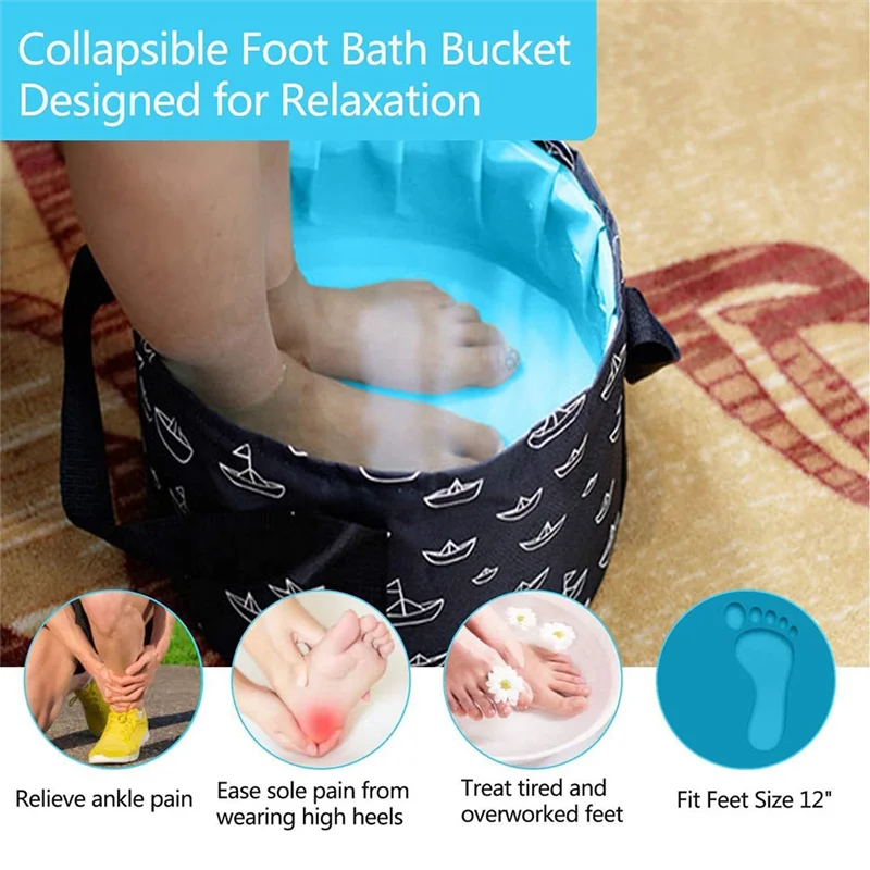 ABRB-足用折りたたみバケツ、ポータブル旅行フットバス浴槽、浸漬用足バス洗面器アウトドアキャンプ