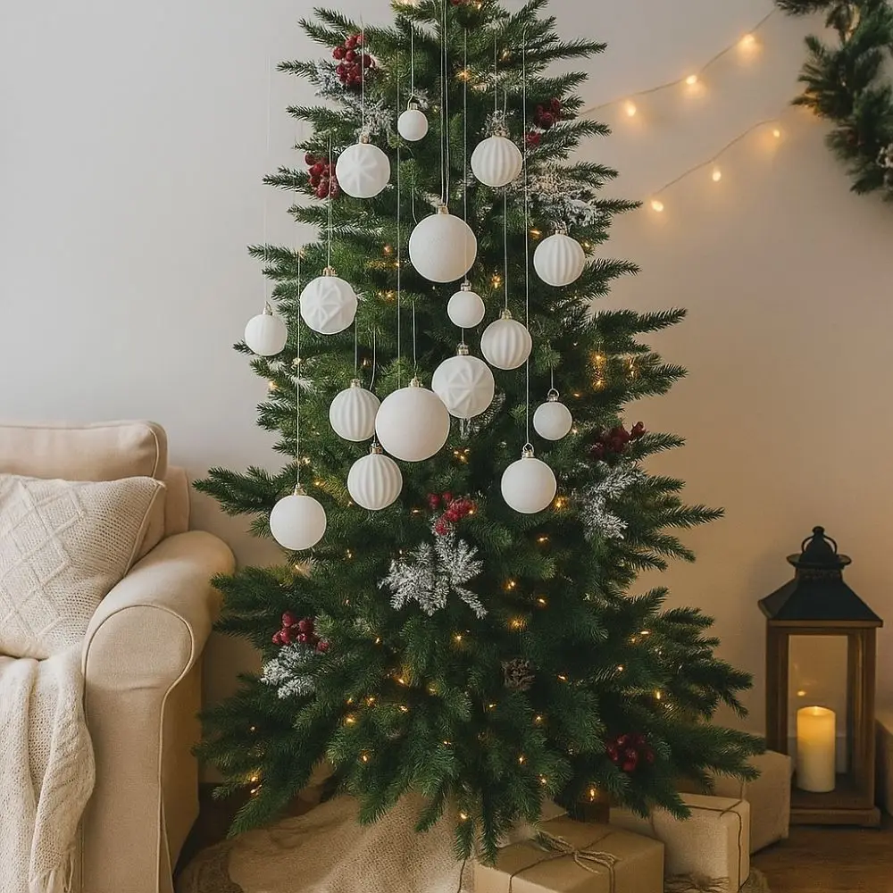 

36pcs/box Plastic Flocked Christmas Tree Ball Shatterproof Decorative Velvet Christmas Balls Colorful Christmas Tree Pendant