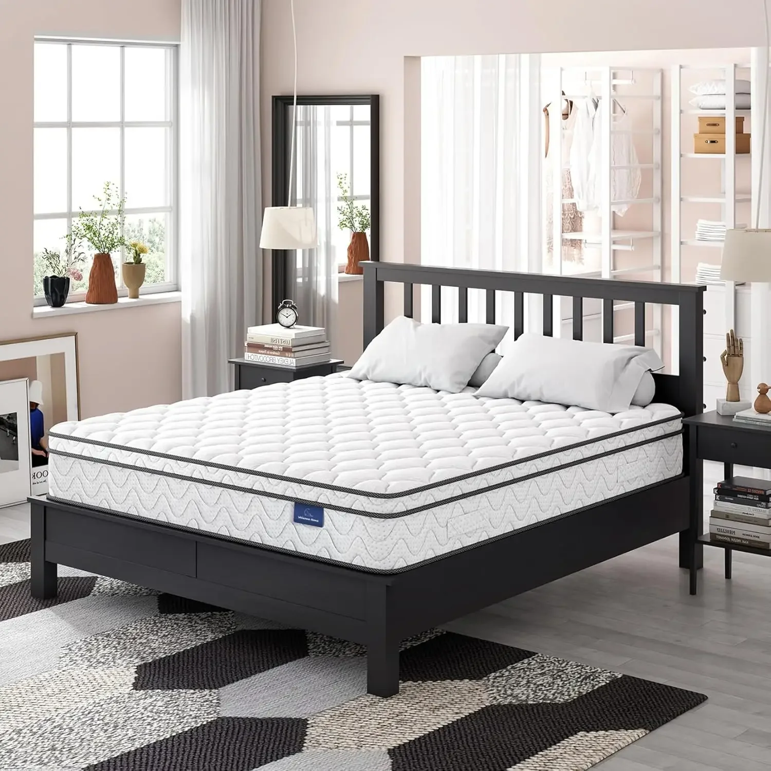 

Queen Mattress, 10 Inch Hybrid Mattress with Memory Foam & Pocket Spring, Ergonomic Design for Pressure Relief