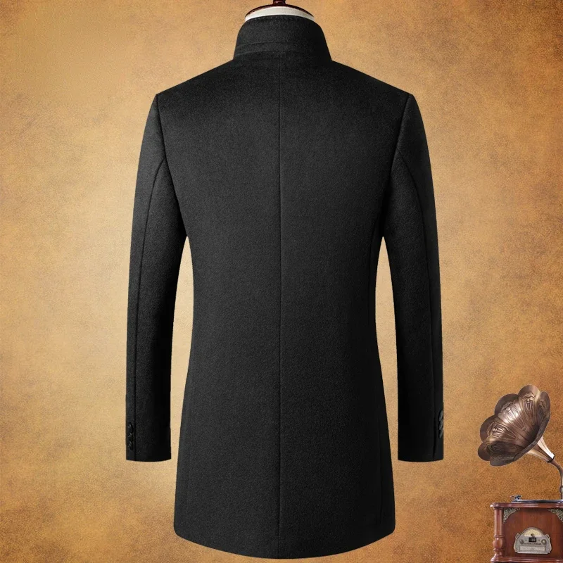 Autumn Winter 100% Wool Coat Men's Medium Business Casual Down Liner Woolen Coat Male Mink Collar Jacket for Men Chaqueta Hombre