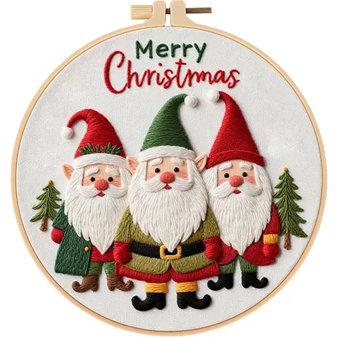 Merry Christmas Embroidery Kit with EN Instructions,Thread, Needle Kit for Christmas Present Gift