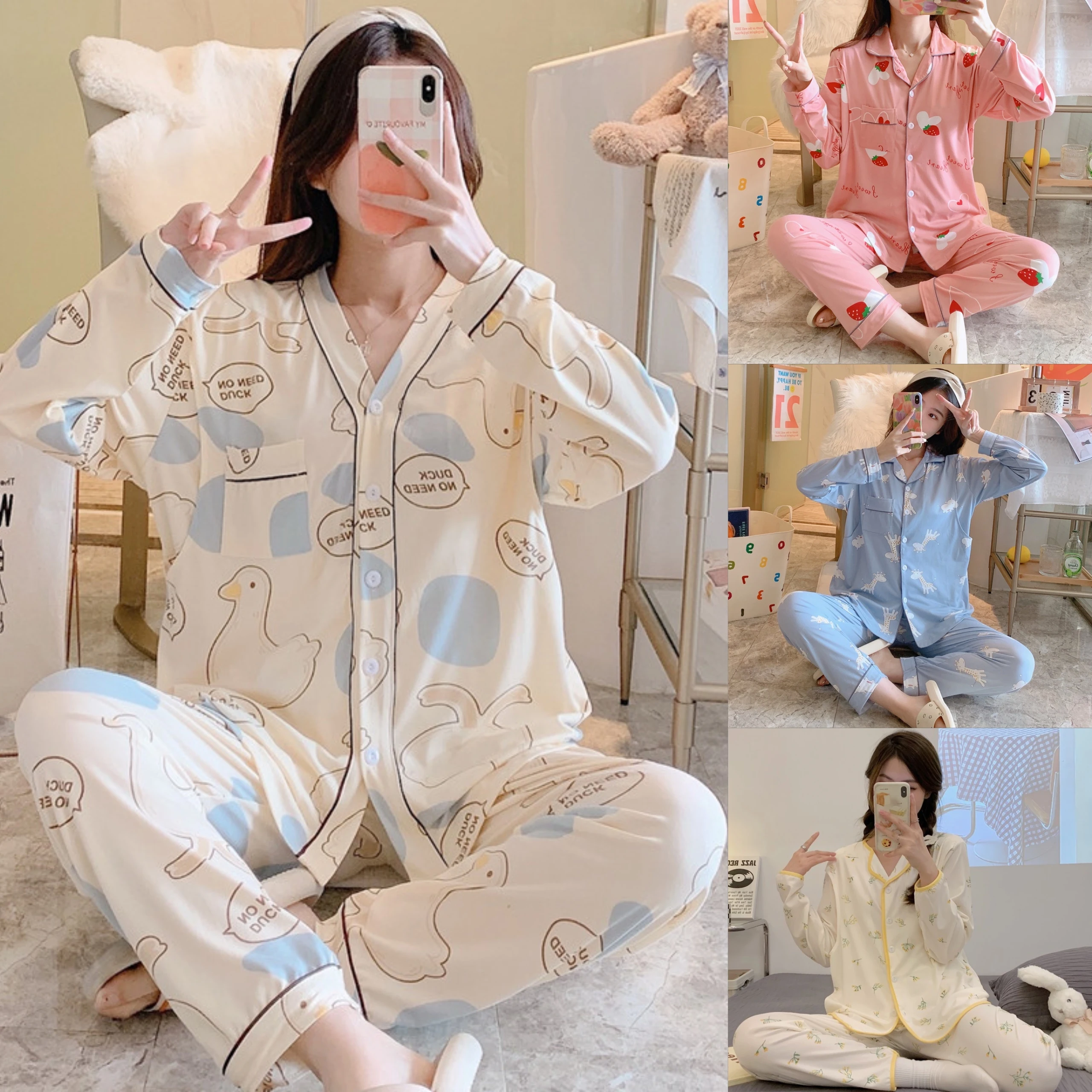 Spring And Summer 2 Piece Nursing Clothes Pure Cotton Nursing Pajamas Monthly Clothes Maternity Pajamas Homewear