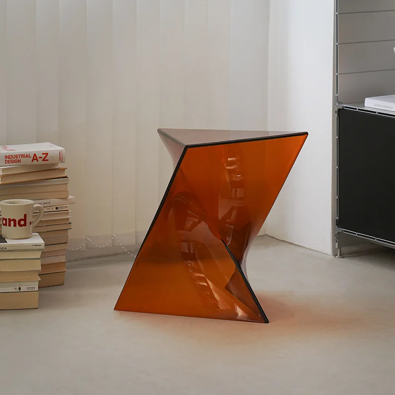 Modern simple small apartment acrylic geometric coffee table household corner table shoe changing