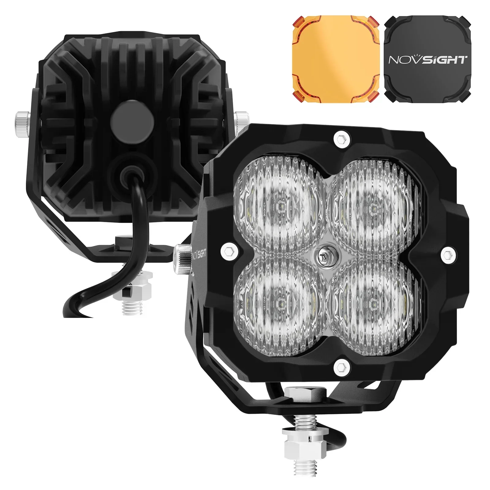 Others Car Work Light Accessories 4x4 Off Road Spot Light Pod 80W Amber LED Cubes 3 Inch Yellow Fog Lights For Truck UTV ATV