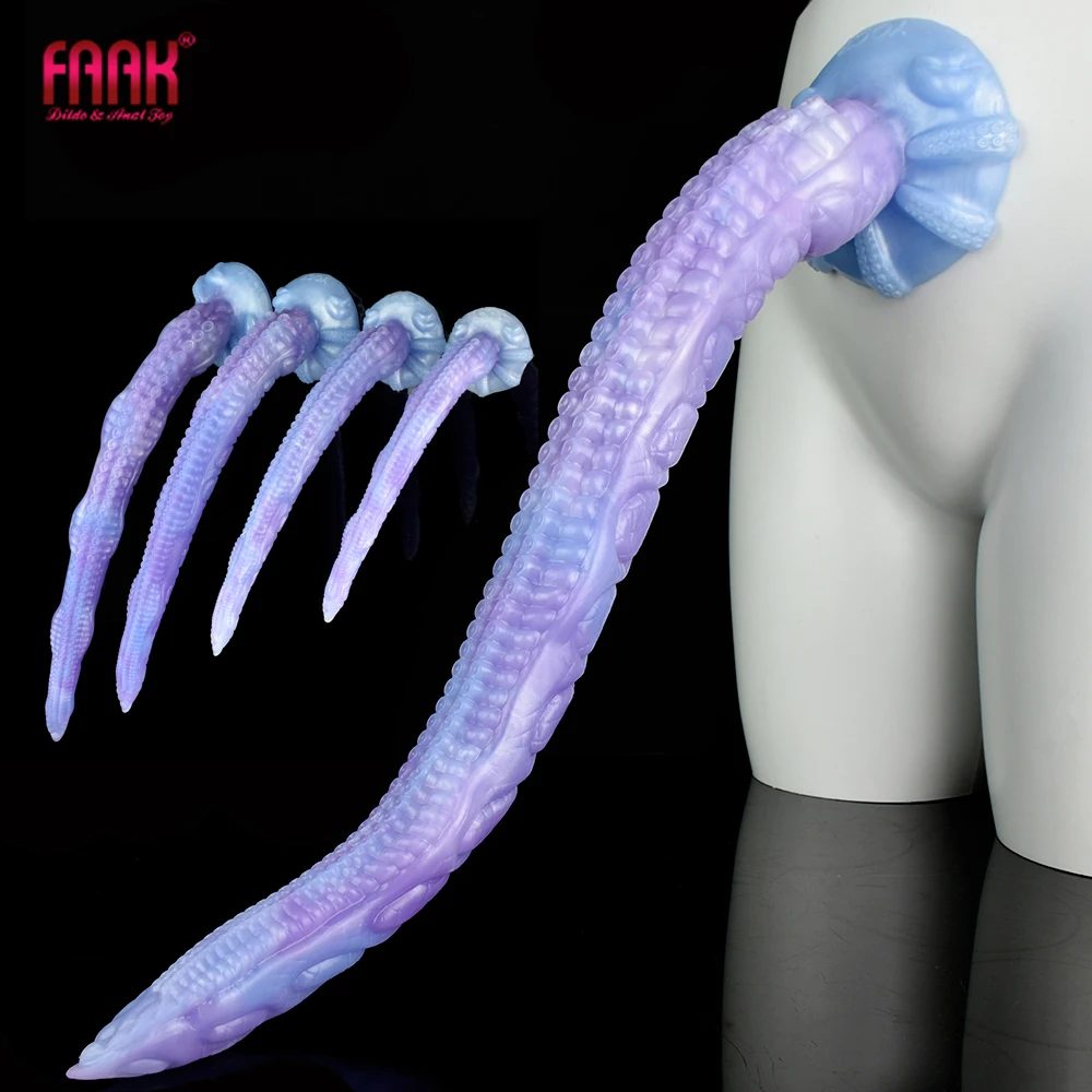 FAAK Fantasy Octopus Leg Dildo Anal Beads 65cm Long Butt Plug With Suction Cup S M L XL XXL 5 Sizes Sex Toys For Women Man