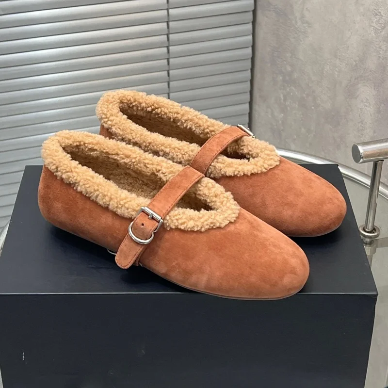 

Новые осенне-зимние шерстяные теплые повседневные удобные балетки на плоской подошве