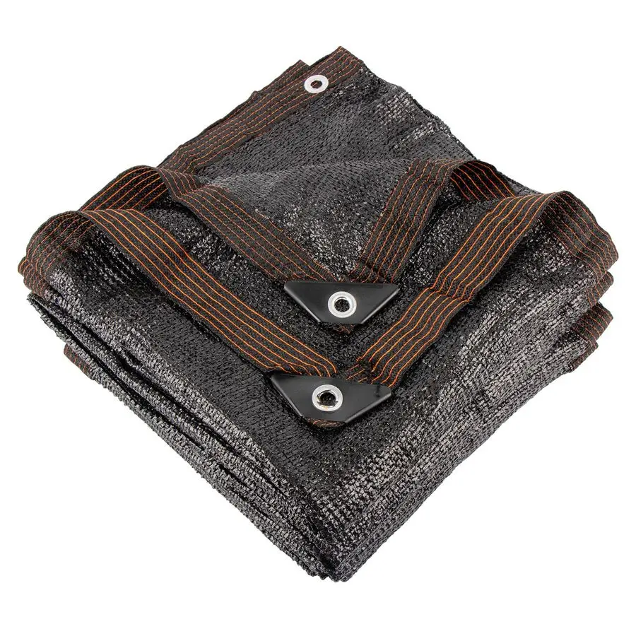 Paño de sombra negro de 14 x 20 pies, tela de protección solar para exteriores con ojales, red de parasol duradera, anticongelante para Pat