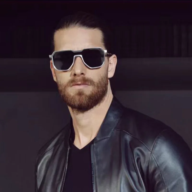 

2024 New Sle St Punk Metal Sunglasses Irregular One-Piece Men's Faion Sun Glasses for Long Face round Face Oval Face