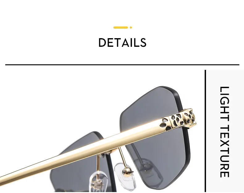 Beliebte Marke Braun Quadrat Frauen Sonnenbrille Mode Luxus Randlose Rechteck Sonnenbrille Weibliche Shades UV400 Vintage Brillen – Detail 20