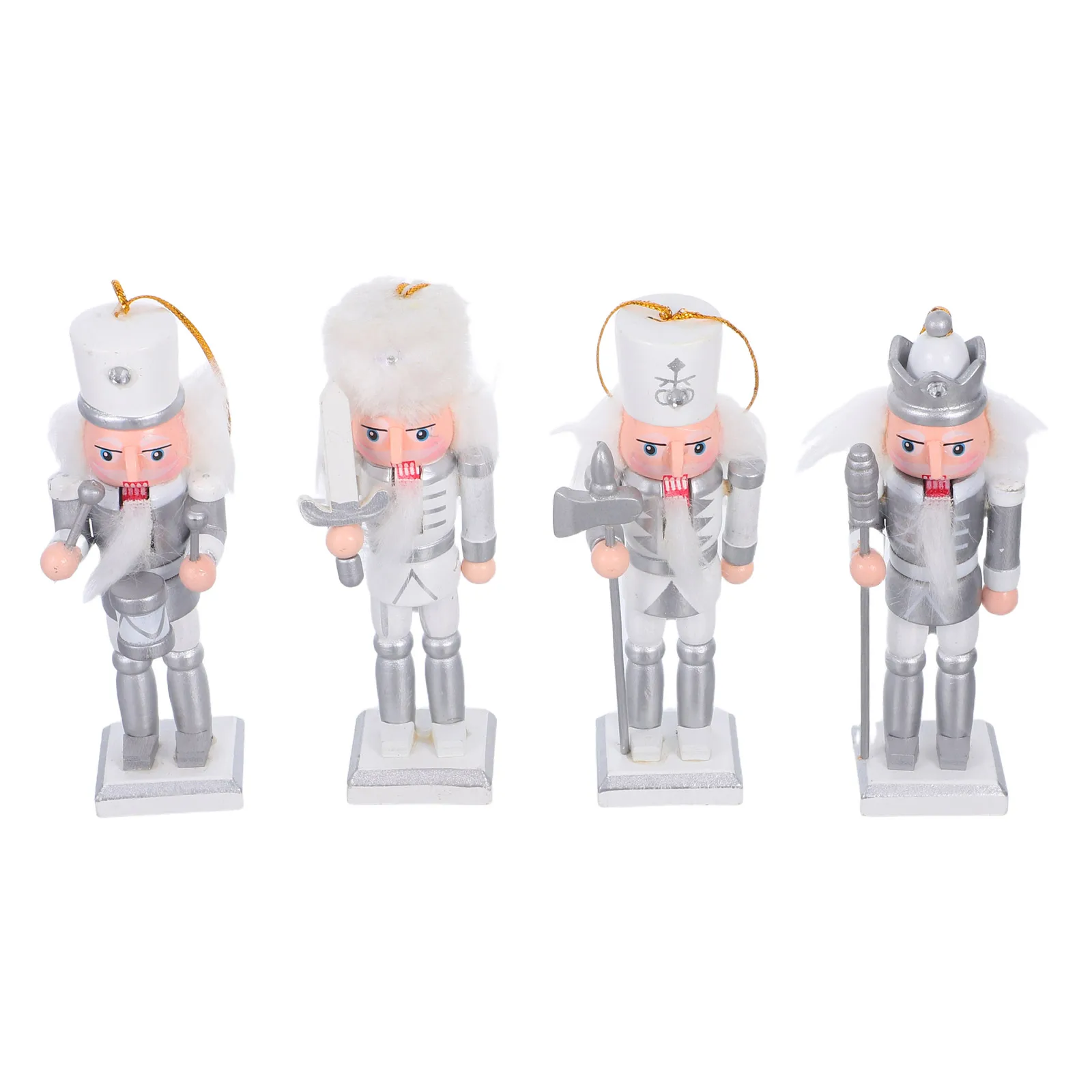 

4Pcs Nutcracker Set: Handcrafted Wooden Christmas Soldiers for Festive Tabletop Decor - Holiday Mantel Shelf Display