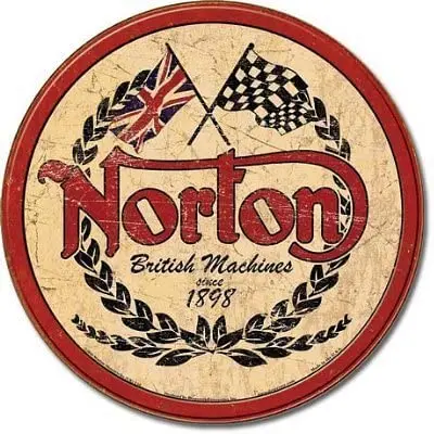 Norton Motorcycles Round Tin Metal Sign , 16x13 by Poster Discount