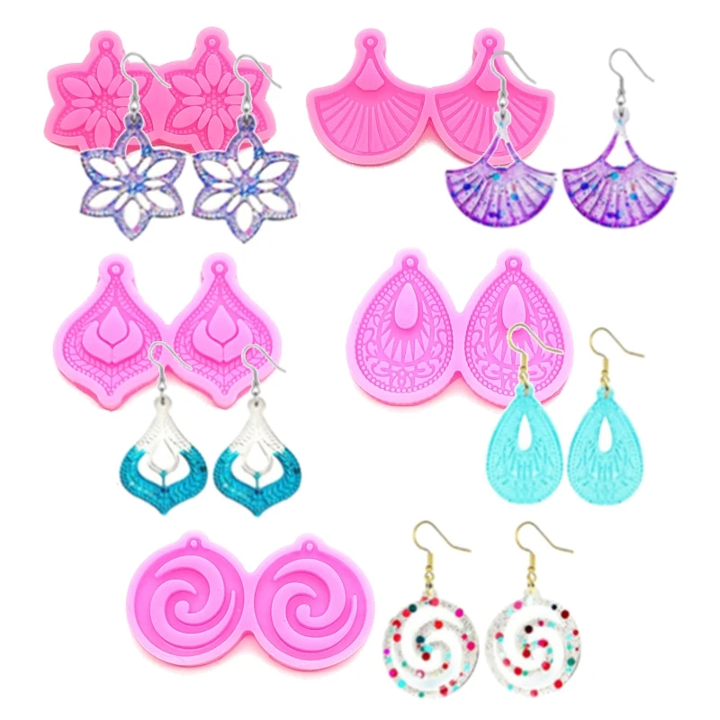 6pcs Earring Resin Molds Jewelry Casting Mold DIY Craft Keychain Mould for Women H9ED