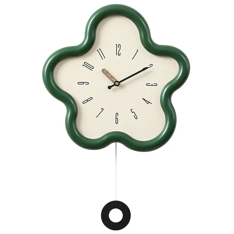 

【CHRISTMAS 】Digital Wall Clock Swinging Design Cream Style Minimalist Living Room Restaurant Home Decoration Clock