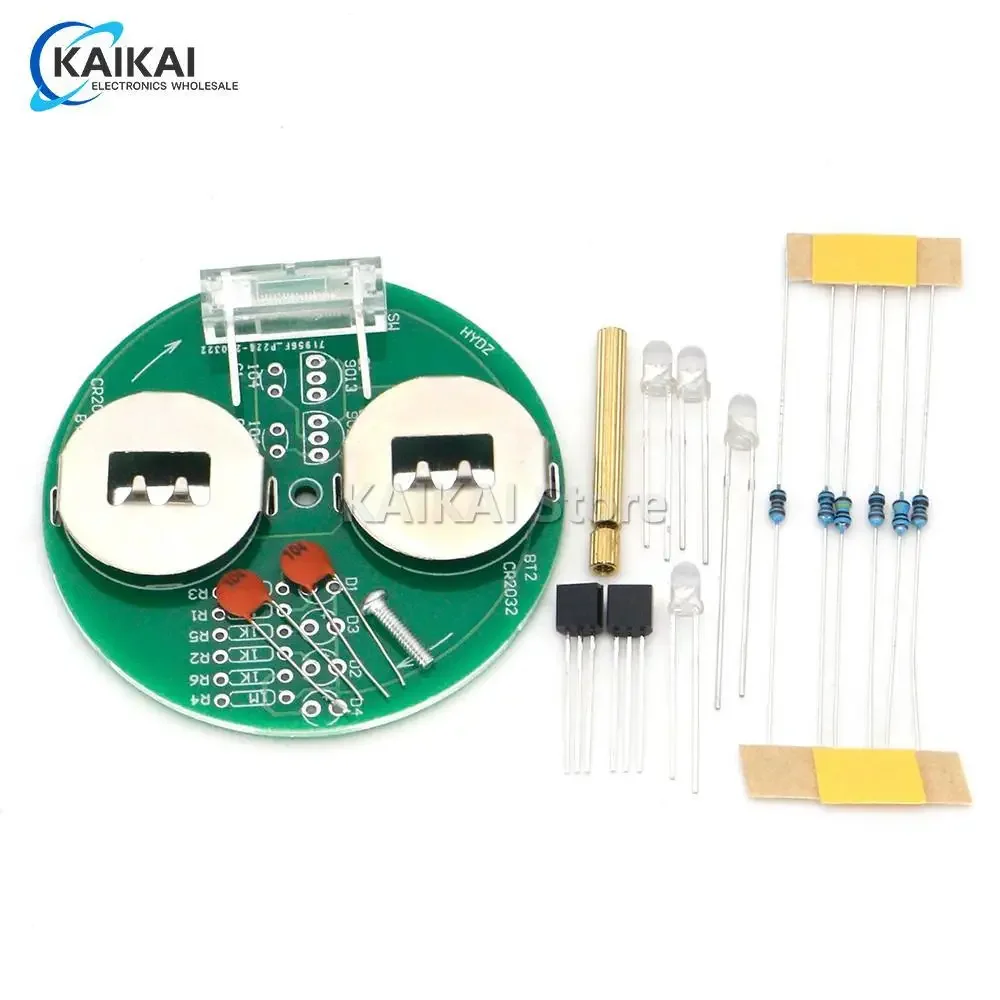 Diy Electronic Kit LED Gyro DIY Welding Kit Rotating Lantern Inline Components Diy Electronic Sodering Project(without Battery)