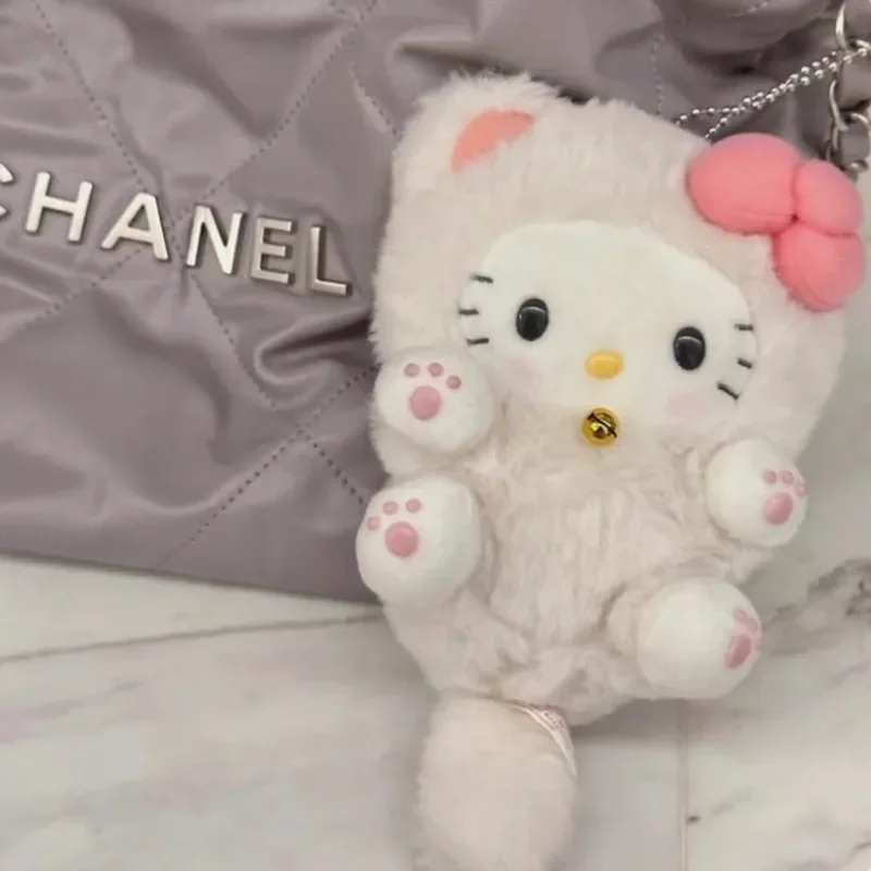 Porte-clés pendentif chat chat à longue queue, sac à dos de poupée, ornement suspendu en peluche, accessoire mignon, cadeau