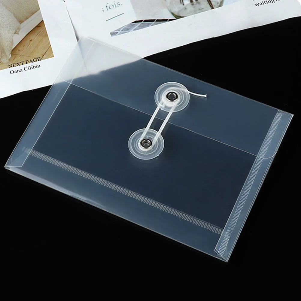 10Pcs Document Bags Plastic Button Design File Organizer for Office School File Pockets Clear Document Holders A6 Storage
