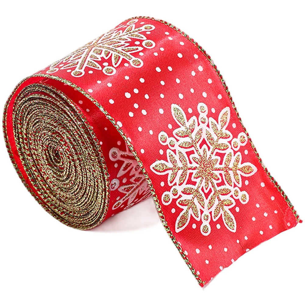 

Snowflake Pattern Satin Ribbon 6 3cm Width 2 Meter Length Fabric Ribbon for Holiday Bow Making and Decorations