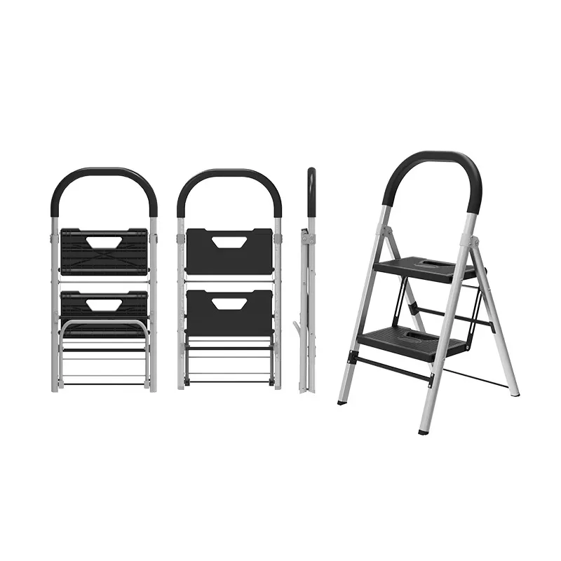

Lightweight, good appearance, high quality foldable 2-step ladder 2-in-1 trolley with folding two wheels FW-72