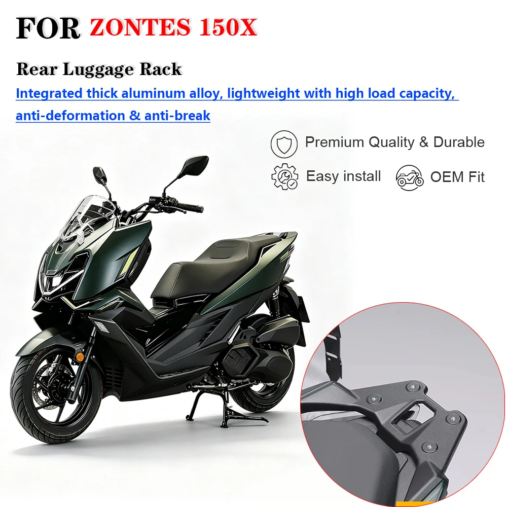 Motorcycle Aluminum Rear Luggage Rack Top Case Mount Base Plate For ZONTES 150X Scooter, Modified Rear Carrier Handrail Bracket