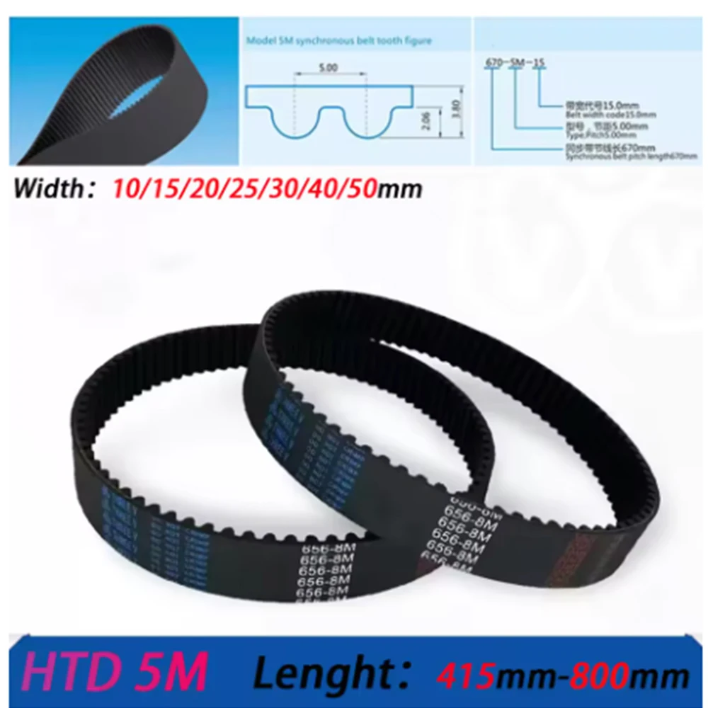 2/4Pcs HTD5M Rubber Timing Belt Width 10/15/20/25/30/40/50mm Perimeter 415mm/420/425/800mm for CNC Belt HTD5M Closed Loop Belts