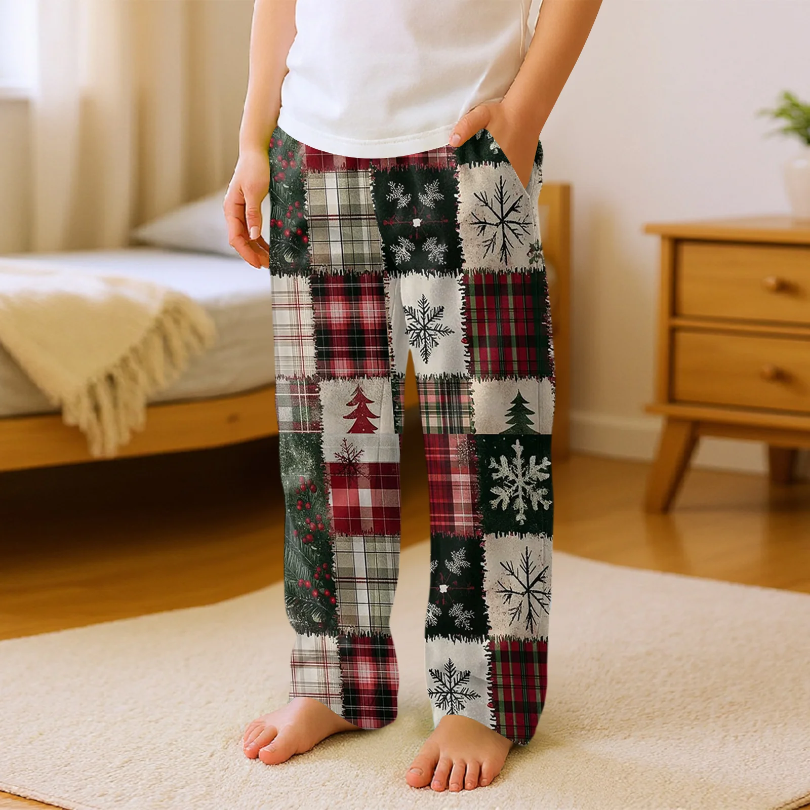 Checkered Printed Sleeping Pants Children'S Casual Flannel Sleeping Pants Children'S Fashionable And Versatile Pants