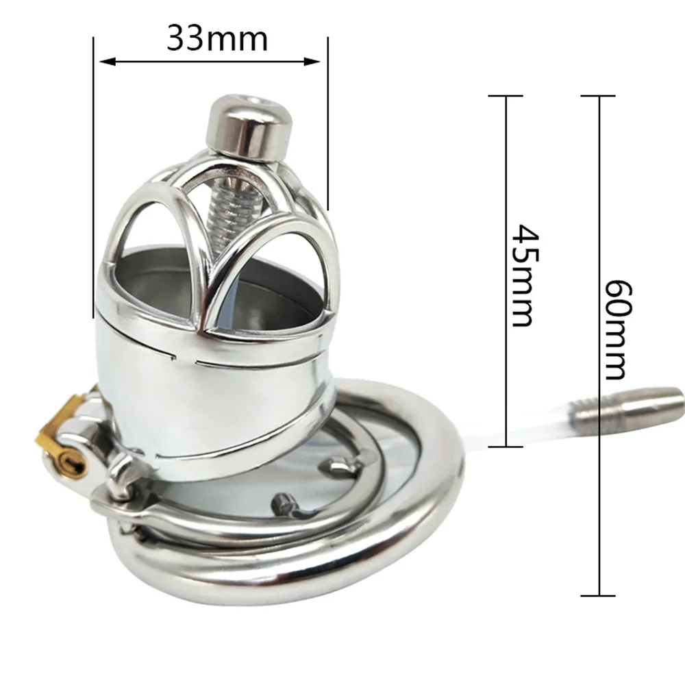 LEZEE Hollow Penis Cages Male Chastity Cage With Silicone Catheter Cock Lock Device Penis Rings Adult Game Urethra Tube BDSM Toy
