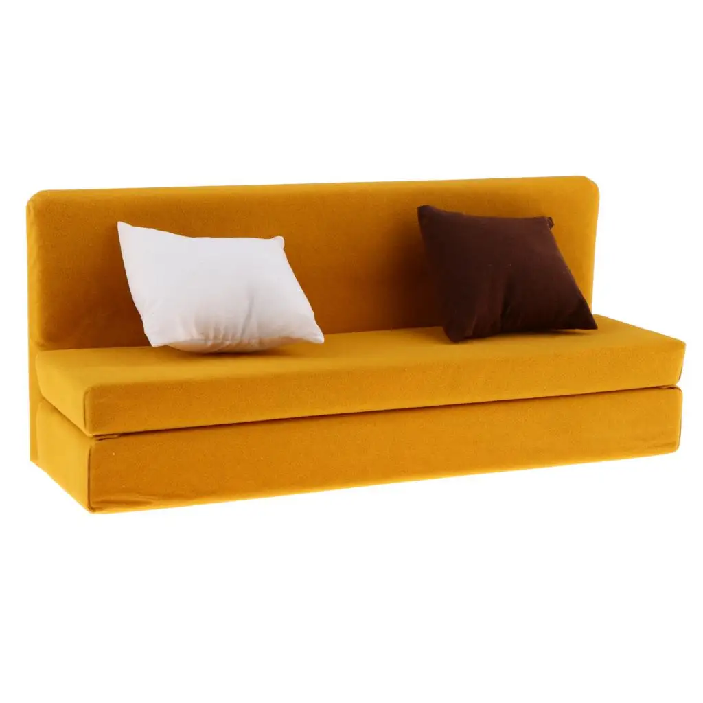 1/6 Scale Long Sofa with Cushions Furniture Set for 12'' Action Figure - Yellow, as described