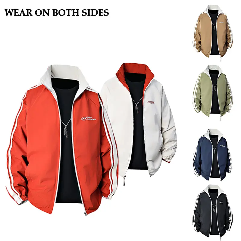 

Outdoor Spring Autumn Reversible Jacket Loose Breathable Comfort Casual Outerwear Reversible Sports Jacket Unisex Loose Jacket