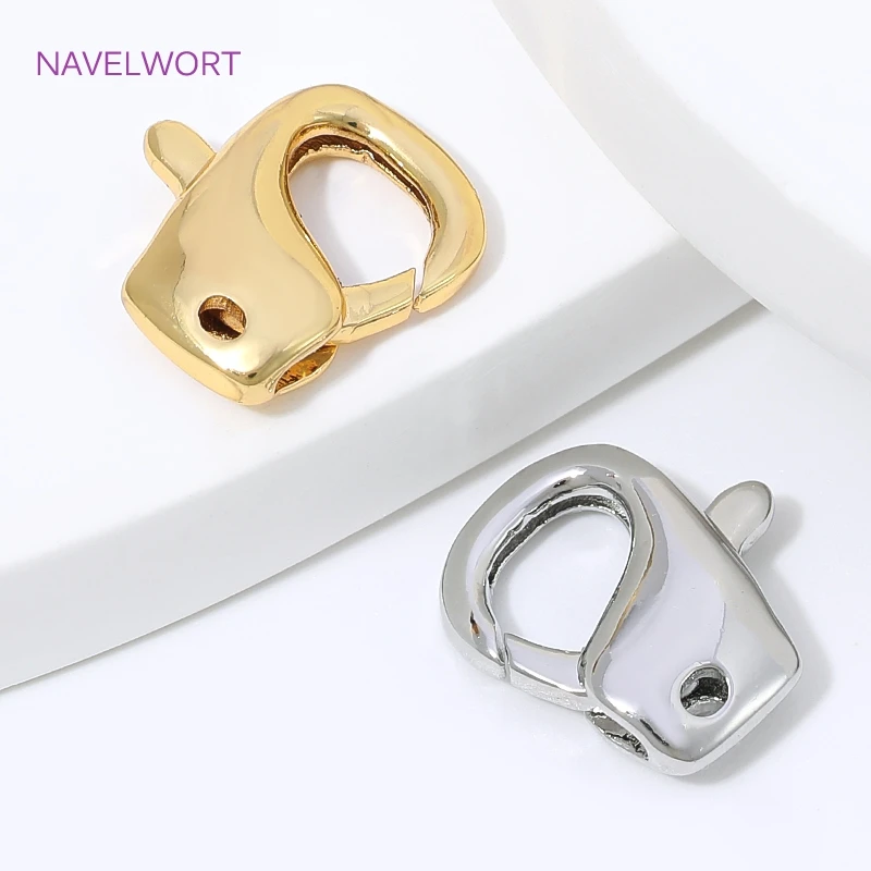 13mm*11.5mm 18K Gold Plated Lobster Clasp Connector,Brass Spring Carabiner Clasps For Jewelry,DIY Bracelet Necklace Findings view 3