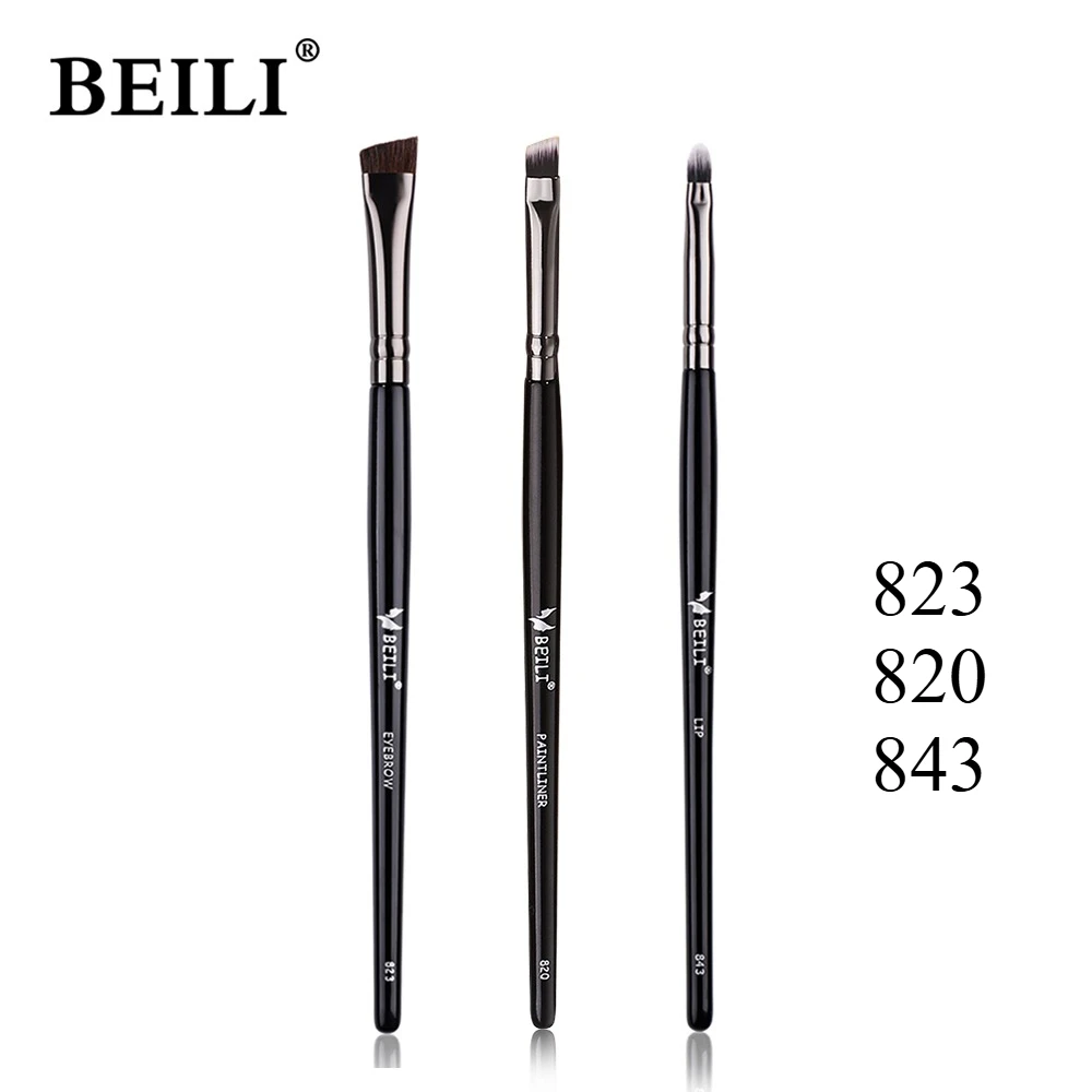 أسود 1/3 قطعة فرش ماكياج الشعر الاصطناعية الطبيعية عينيه مزج كحل فرشاة للمكياج مجموعة فرشاة للمكياج مجموعة #4