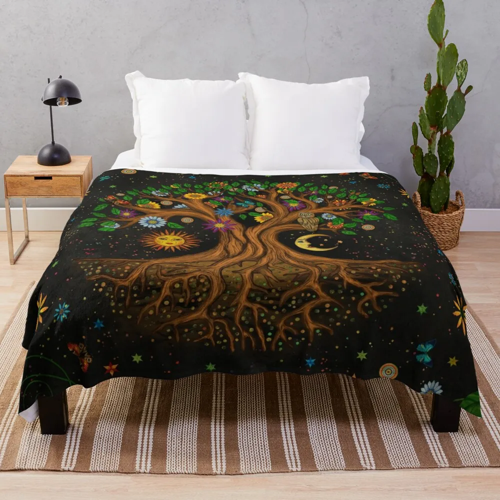 

Whimsical Tree of Life - Yggdrasil Throw Blanket Hairys Designers for sofa Blankets