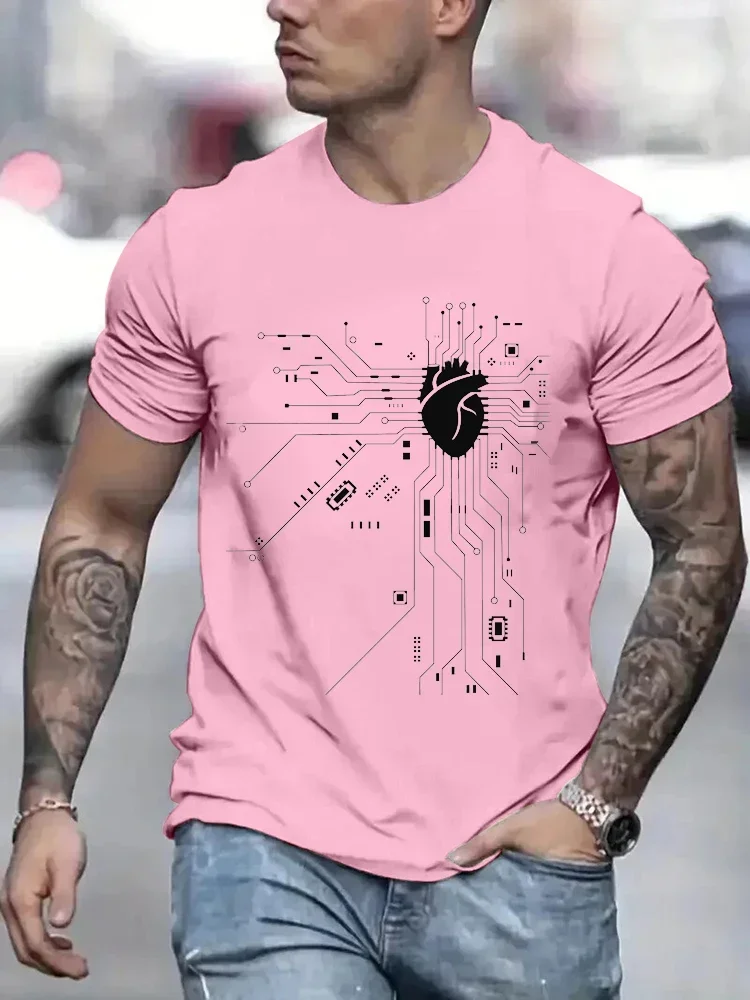 CPU Processor Circuit Diagram T Shirt Men Summer T-shirt Circuit Board Funny Men\'s Tops Fashion Tees Homme Brand Unisex Clothes