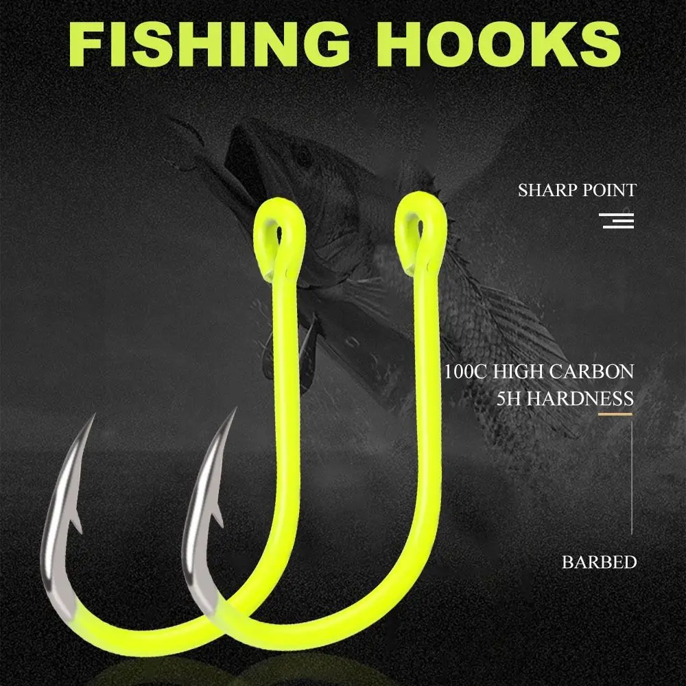 50pcs/box High Carbon Steel Barbed Fishing Hooks Anti-rust With Barb Carbon Steel Barbed Hooks Sea Flexible Fluorescence Hook