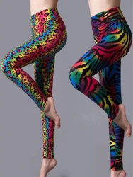 Cuhakci-leggings de cintura alta para as mulheres, calças esportivas, elástico, leopardo impresso, sexy, para fitness, verão