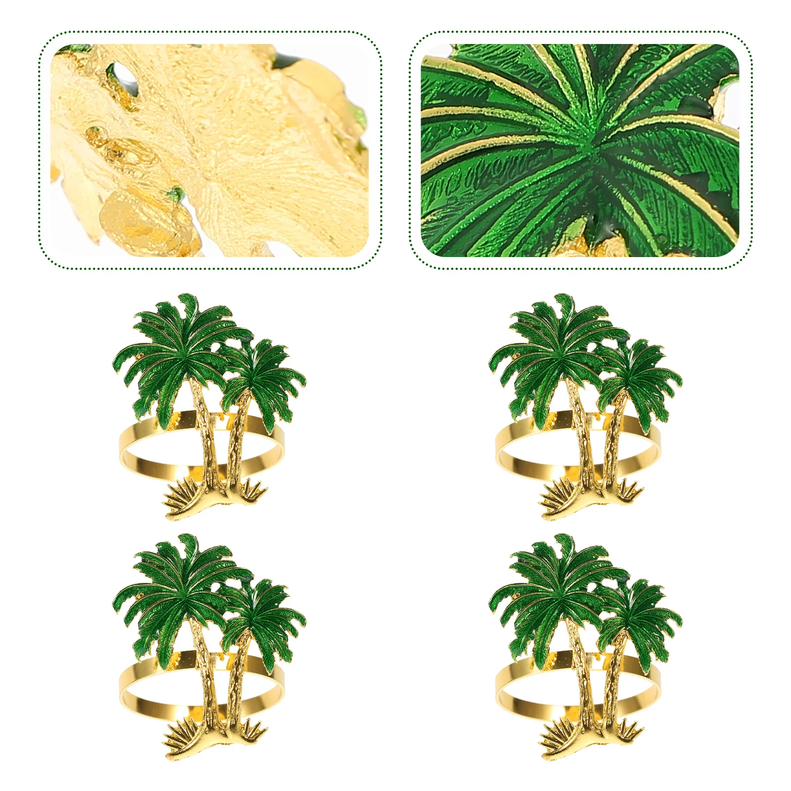 

4pcs Alloy Rings Smooth Sturdy Hawaiian Party Wedding Banquet Decorative Holders Birthday Summer Decor Golden Fiesta Tray