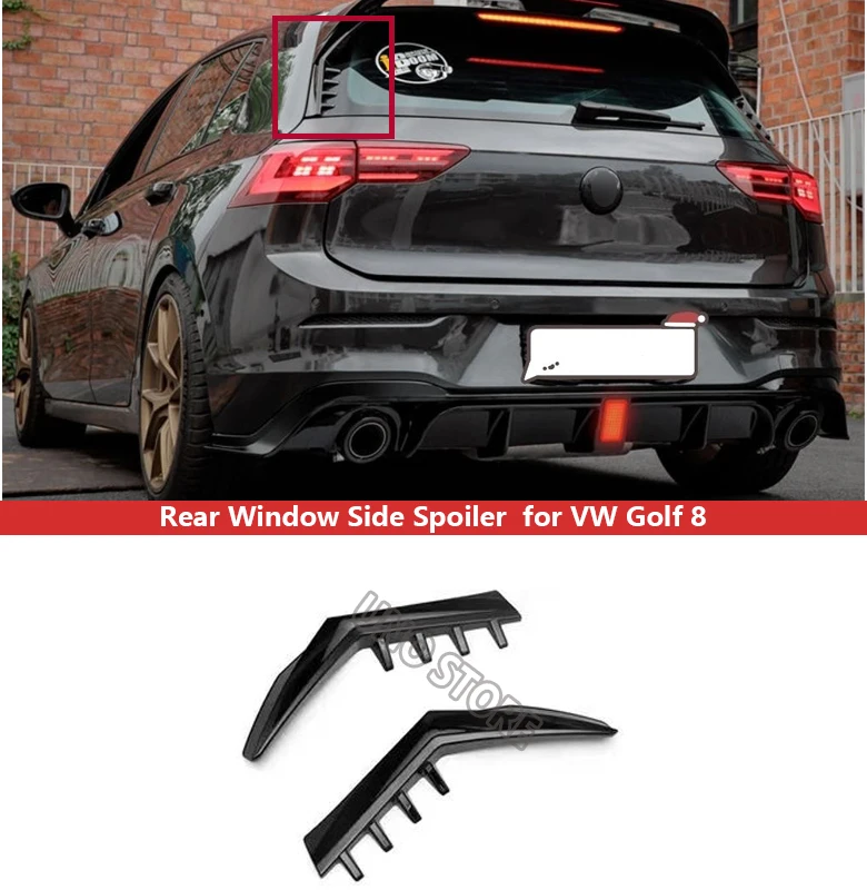 자동차 후면 윈도우 사이드 스포일러 윙 디퓨저 트림, 카본 룩, VW 골프 8 MK8 GTI GTD TSI TDI 2020-2023 자동차 액세서리, 2 개