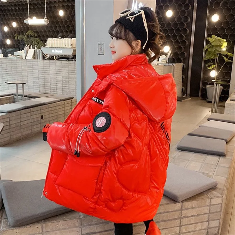 2023 New Kids Clothing Warm Down Cotton Jacket for Girl Winter Thicken Parka Hooded Children Outerwear Fashion Big Pocket Coats