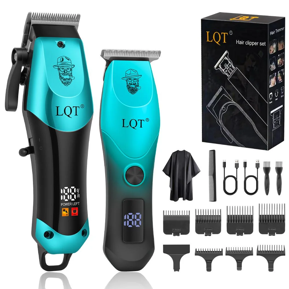 LQT Professional Hair Clipper & Zero Gap Trimmer Set LCD Digital Display Barber Cutting Machine USB Rechargeable