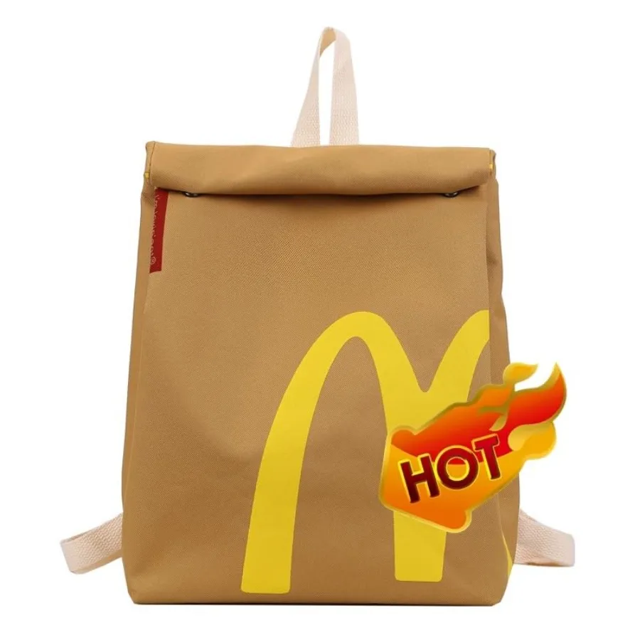 

Classic Funny Retro Paper Bag Large Capacity Backpack Cute Personalized Shoulder Crossbody Bag Casual Canvas Backpack Notebook