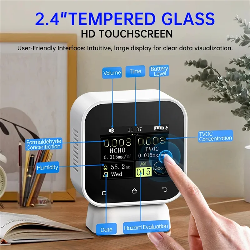 

B92B-4 In 1 Air Quality Monitor Formaldehyde Detector HCHO TVOC HUM AQI Temperature Tester