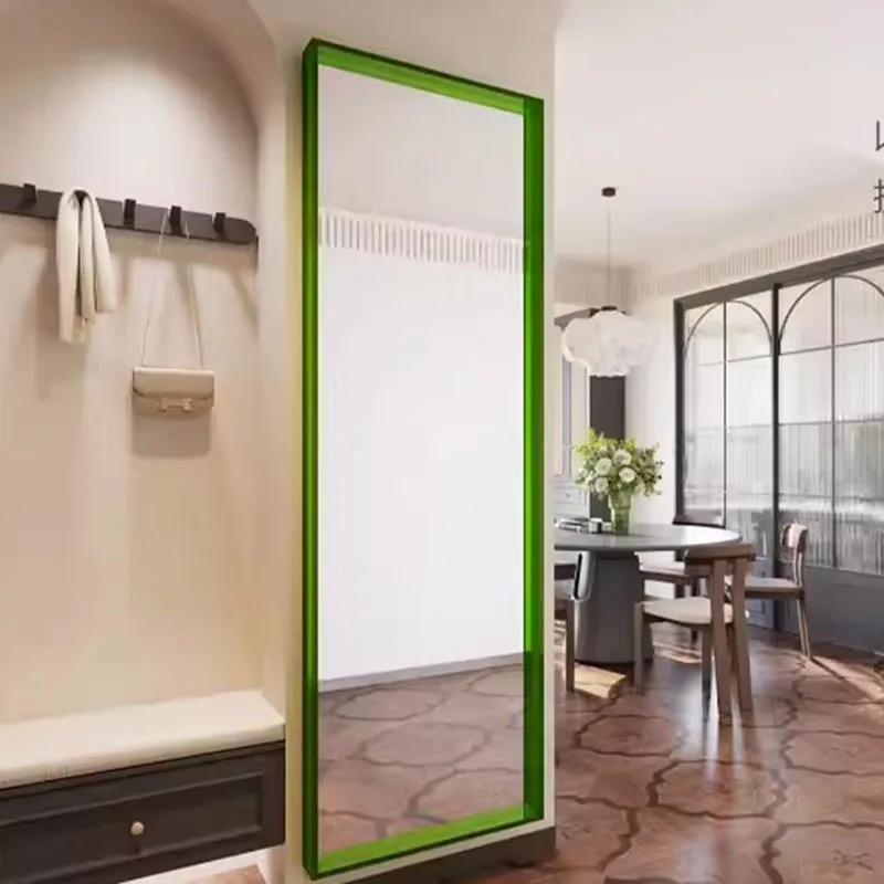 

Makeup Girls Mirror Hanging Big Wall Living Room Decoration Items Long Funky Mirror Frame Wooden Spiegel Wand Home Decorations