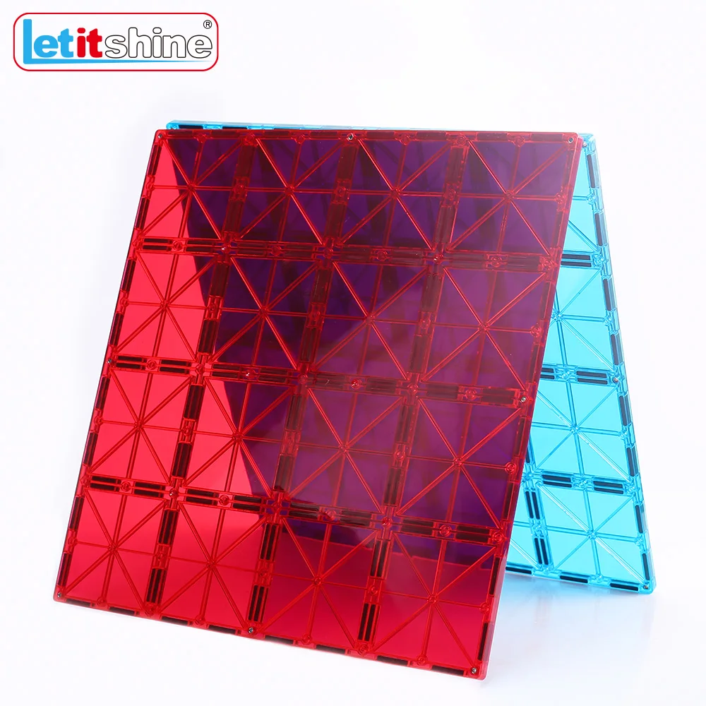 Letitshine Super Large 2Pcs Magnetic Tiles Base Plate Square Building Blocks Big Size Montessori Toys Magnet Holder Board Kids