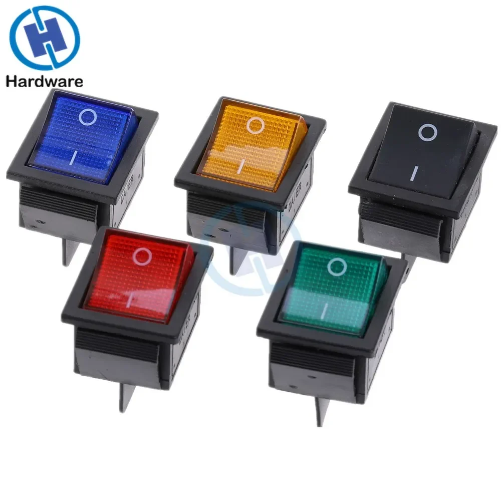 10Pcs ON-OFF Latching Rocker Switch Power Switch 4 Pin DPST with Light 16A 250VAC 20A 125VAC KCD2