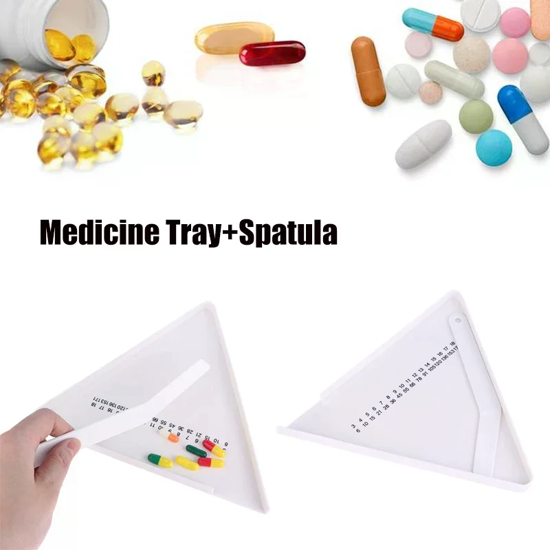Counting Tray Tablet Counter Dispenser Pills Plate Splitter With Spatula Tool For Pharmacy Technician Doctor Pharmacists Pill