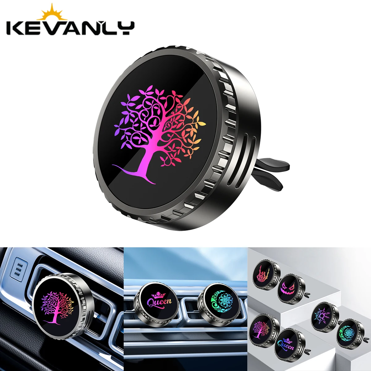 

Car Air Freshener Hanging Rearview Mirror Decoration Air Outlet Aromatherapy Sun Moon Demon Round Style Cologne Flavor Vent Clip